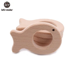 Let's Make Wooden Teethers Fish 50pcs Food Grade Beech Bpa Free For Baby Teether Toys Set