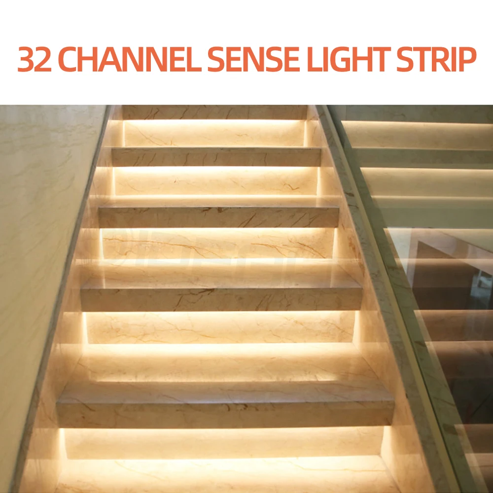 32 Channel LED Motion Sensor Light Strip Stair Dimming Light Indoor Motion Night light 12V/24V Flexible LED Strip for T