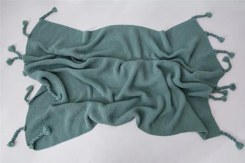 Nordic Sofa Blanket Office Leisure Knitted Blanket with Tassel Nap Air Conditioning Blanket Warm Shawl Rectangle 51X67 Inch