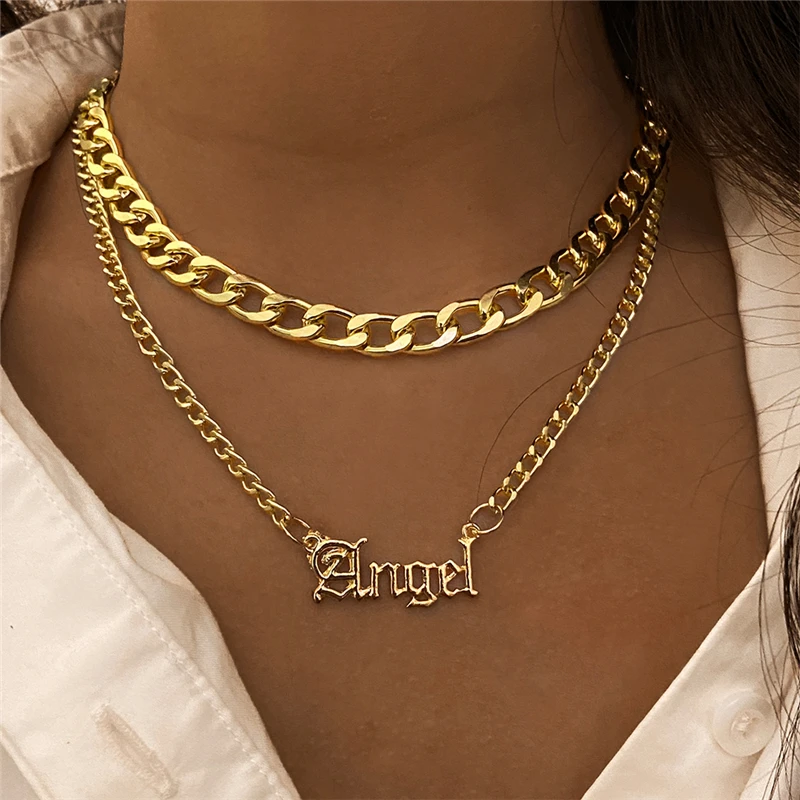 17KM Trendy Gold Carved Portrait Coin Pendant Necklace For Women Punk Silver Color Multilayer Chain Choker Necklace 2021 Jewelry