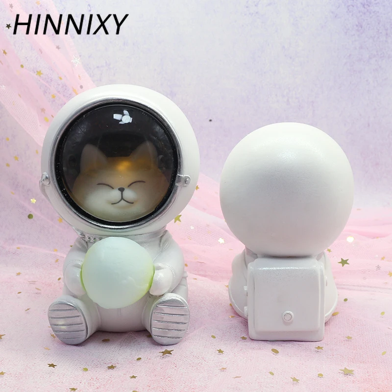  Hinnixy Creative Astronaut Night Light Dog Cat Bear Ornaments Luminaria Animal Table Lamp Warm Whit - 33026492605