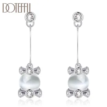 

DOTEFFIL 925 Sterling Silver AAA Zircon Cat Eye Earrings Charm For Women Jewelry Fashion Wedding Party Gift