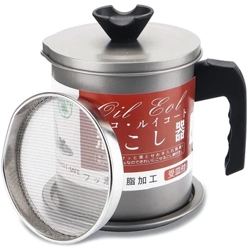

Grease Container with Stainless Steel Storage Pot for Cooking or Frying Oil Bacon Grease Keeper for Kitchen(1.4L)