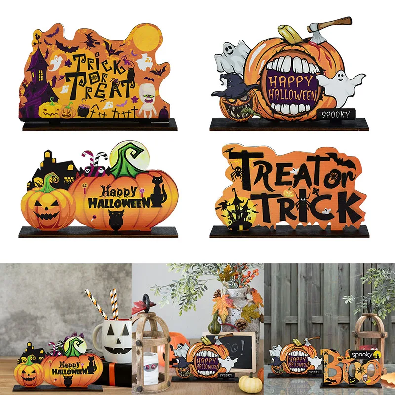Adornos 30pcs Adornos de astillas de madera Halloween de bricolaje Decoraciones colgantes creativas vemax.es