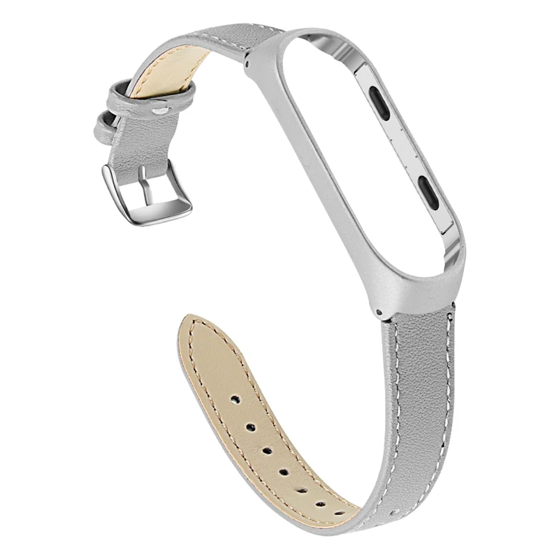 Joyozy Новая мода ремешок для часов бизнес легкий кожаный браслет регулируемый Замена для xiaomi mi Band 3/4 ремешок для часов - Цвет ремешка: Gray