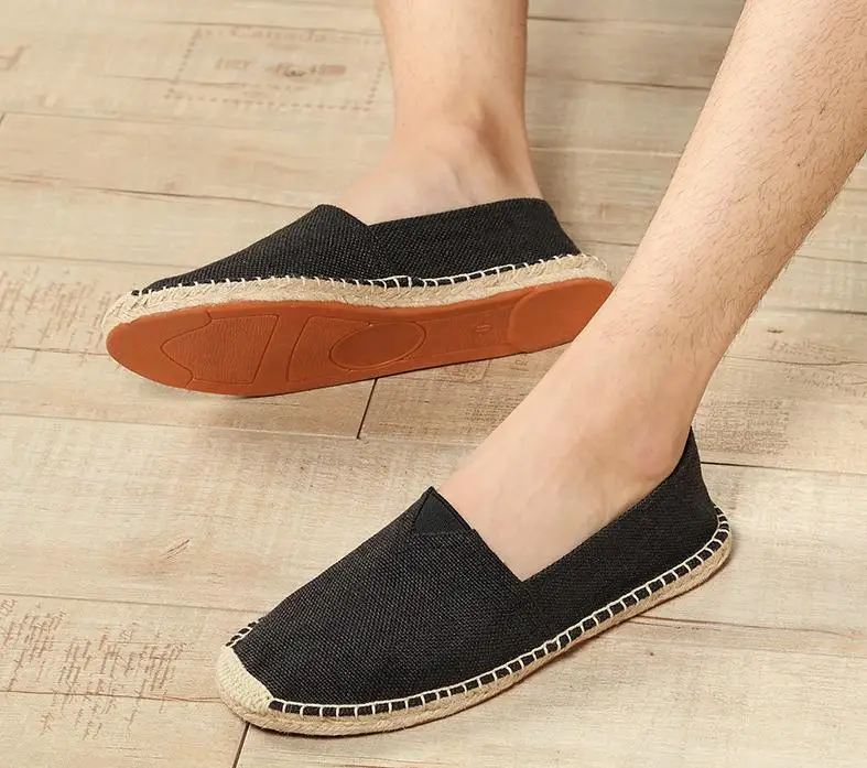 fisherman men shoes flat breathable linen canvas summer slippers | Обувь
