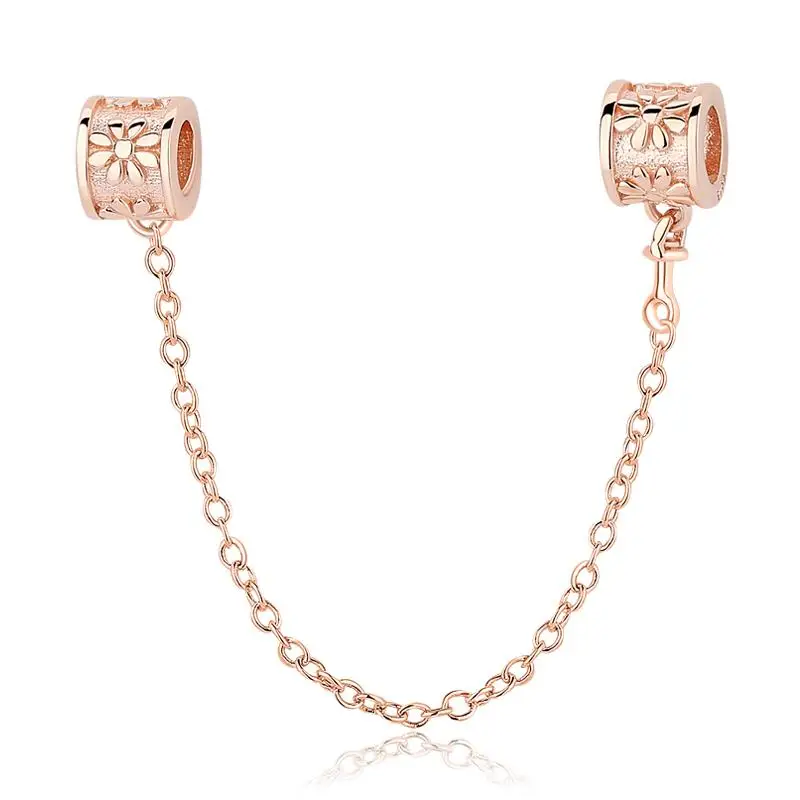 Authentic 925 Sterling Silver Beads Charm Crystal charm Rose Gold Clear CZ Fit Original Pandora Bracelet Women Diy Jewelry