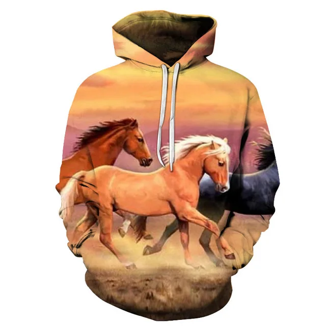 Модная толстовка с 3D принтом лошади, толстовки для мужчин и женщин, дизайнерский пуловер с животным принтом, мужской весенний пуловер с длинными рукавами, мужская куртка - Цвет: AFKH1818(Asian Size)