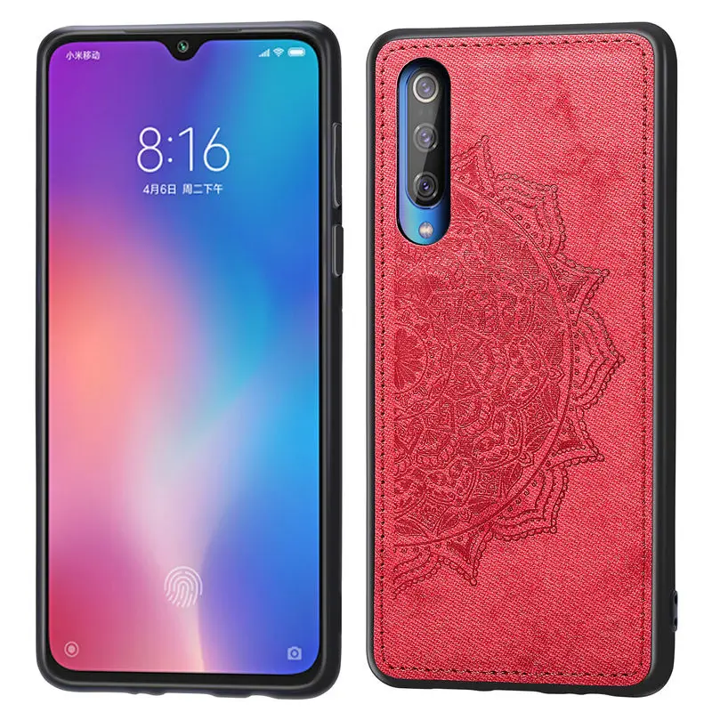 

Case For XiaoMi Mi 9 Fashion Luxury Fabric Cloth Shockproof Back Cover For Mi 9 Soft Silicone Airbag Protection Anti-fall Cover