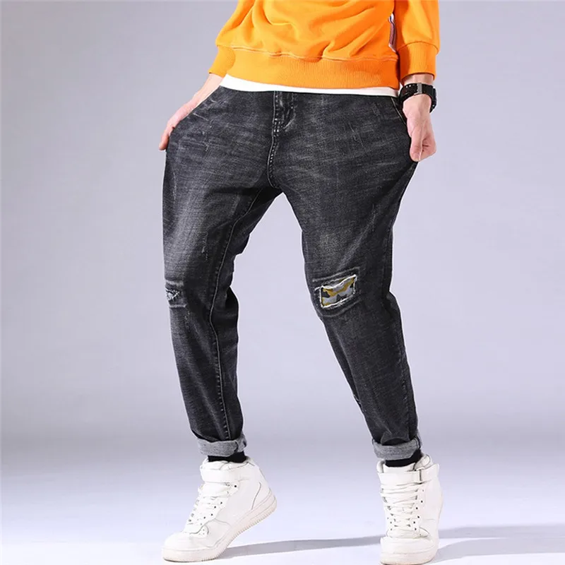 

Fashion Men Harem Jeans Pants Drawstring Denim Pants Loose Hip Hop Sportswear Elastic Waist Male Trousersfor Mens Big Size
