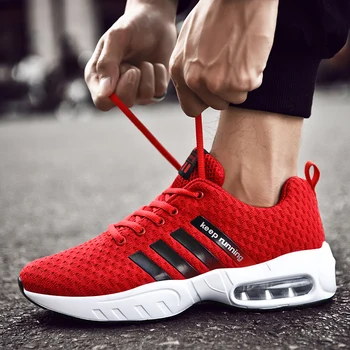 

2019 Spring Autumn New Male Sneakers Men Air Cushion Zapatos De Hombre Flyknit Breathable Men Running Shoes Sapatos Masculinos