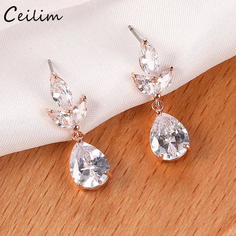

High Quality Natural AAA Cubic Zircon Water Drop Earrings for Women Luxury Flower Shaped Bridal Wedding Earring Party Jewelry