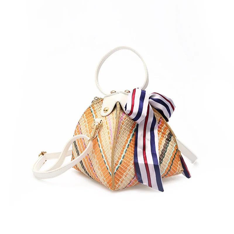

Handwoven Bag Straw Women Summer Triangular Lantern Shape Girl Party Cute Ladies Shopping Shoulder Handbag 2019 New