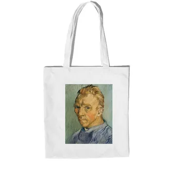 

Reusable Shopping Bag Canvas Van Gogh Selfpaint Vintage Eco Female Shopper Bag Foldable Torba Na Zakupy Tote Bag For Women 2020