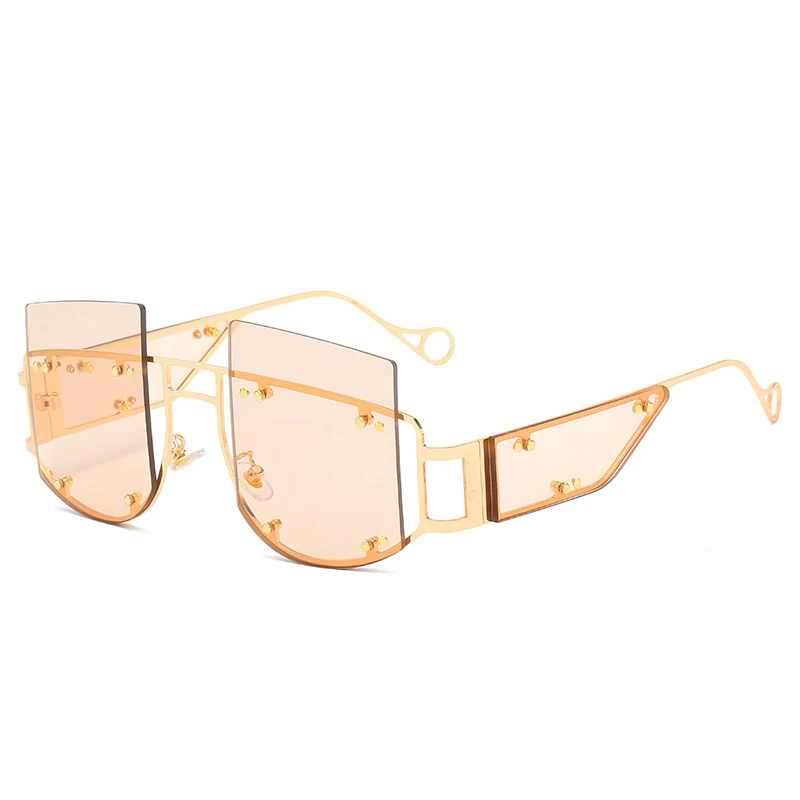 Новое поступление, негабаритные солнцезащитные очки для женщин, Винтажные Солнцезащитные очки без оправы для мужчин, брендовые Роскошные модные очки UV400 - Цвет линз: C4