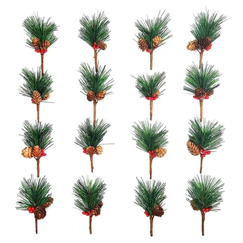 

16PCS Artificial Pine Picks Artificial Plants Small Pine Picks for Flower Arrangements Wreaths and Holiday Decorations