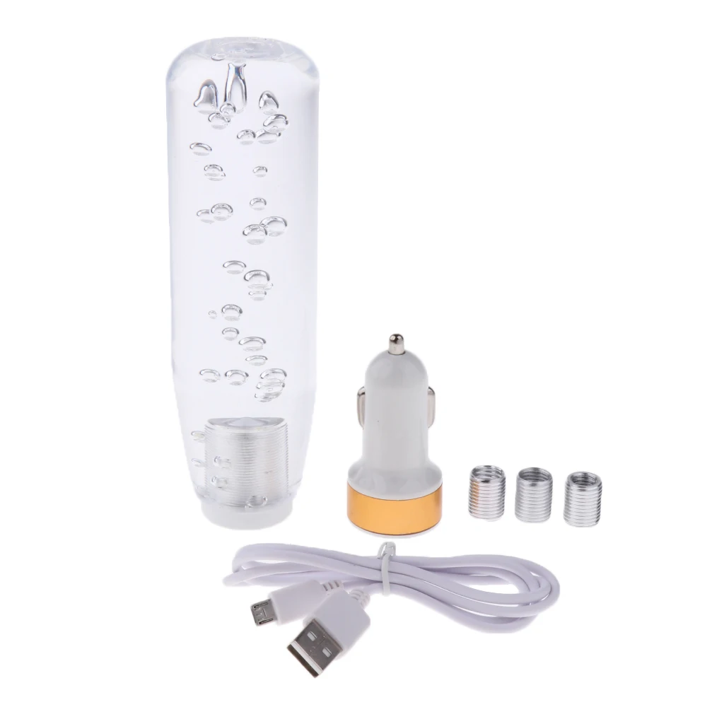 Universal JDM LED 150mm Clear Crystal Bubble Gear Stick  Shift Knob Car