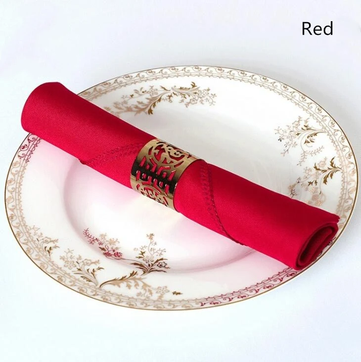 Red 4-Pack салфетка для стола, 21 цвет, 43x43 см Полиэстеровая салфетка для свадьбы отель украшение стола ресторана морщин пятен - Цвет: Red