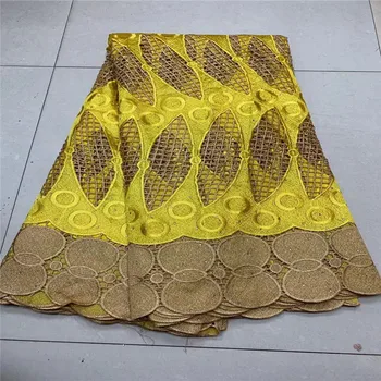 

african Cord Lace Fabric nigerian Lace Fabric With Embroidered Water Soluble Lace Fabric High Quality Nigerian Lace Yellow