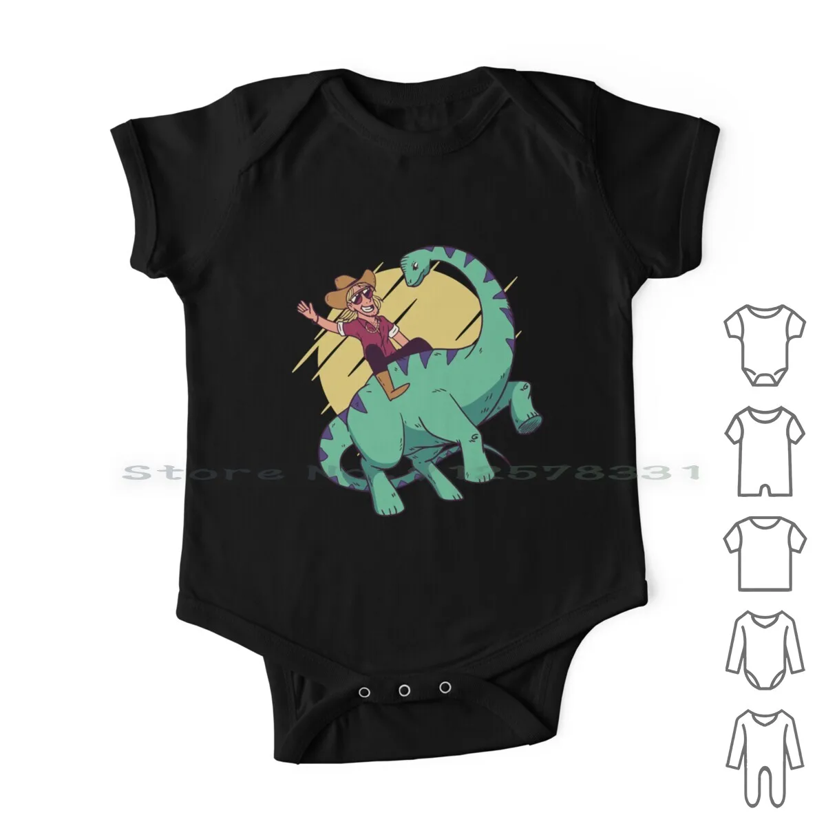 

Cowboy Diplodocus Funny Dinosaur Newborn Baby Clothes Rompers Cotton Jumpsuits Funny Trendy Cool Decorative Patterns Kids