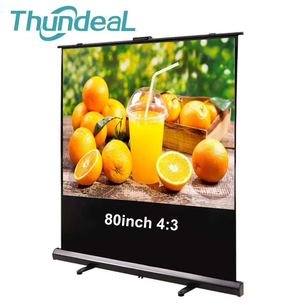 ThundeaL 80in 100 дюймов, 16:9, напольный проекционный экран, вечерние, школьные, офисные, для совещаний, подтягивающий, напольный, HD проектор, экран, белый