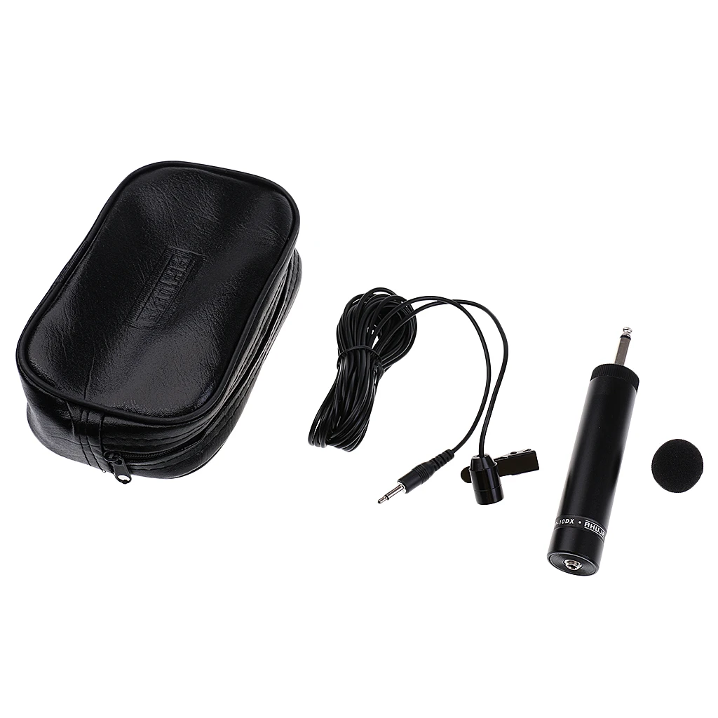 Condenser Instrument Mic Lapel Tie Microphone 6.5mm Jack for Violin Guitar Voice Black