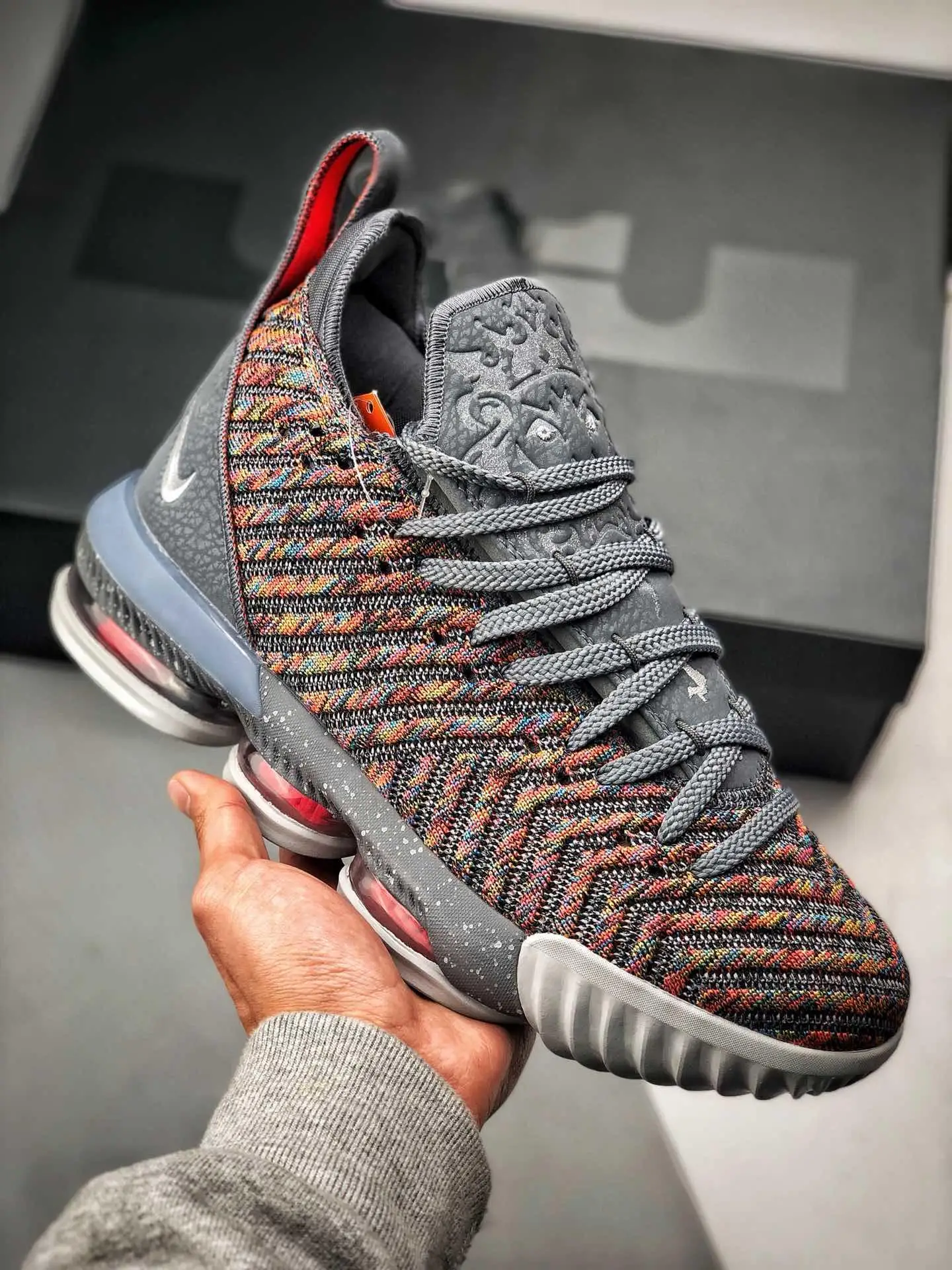 LeBron 16 16s XVI GS James Баскетбольная обувь, кроссовки, серый King I Promise Oreo Thru MVP, мужские кроссовки, 40-46 - Цвет: Синий