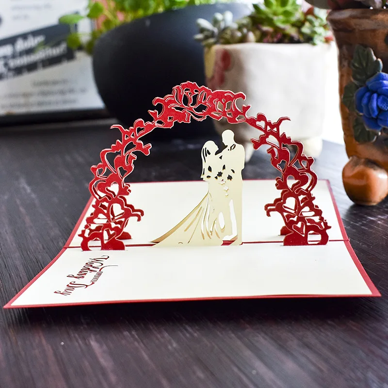  10 pcs 3D Greeting Card With Envelope Sticker Exquisite Wedding Invitation Wedding Style Anniversar - 4.00053E+12