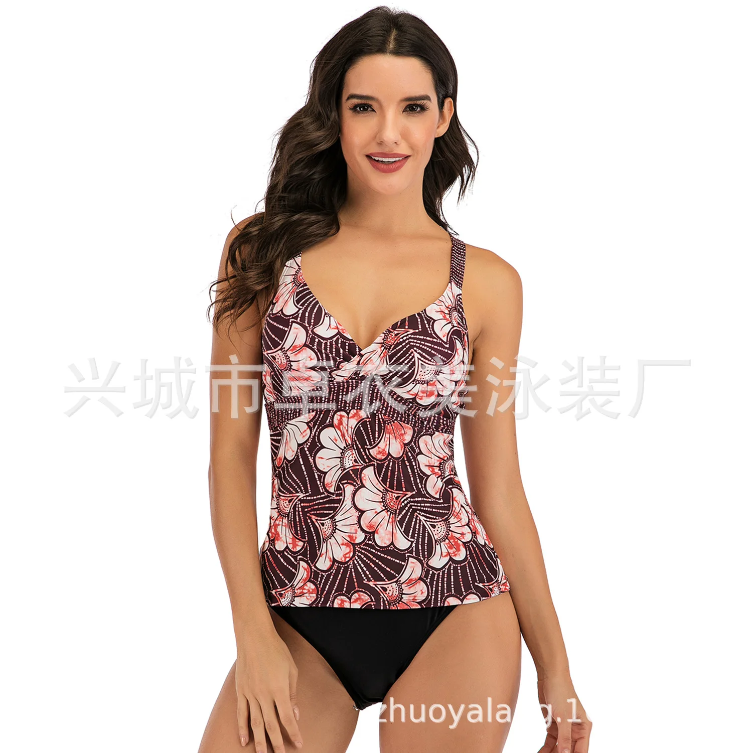 

2020 Europe And America New Style Digital Printing Two-piece Swimsuits Wide-Strap Backless Belly Covering Slimming Large Size Sw