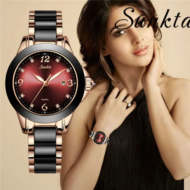

SUNKTA luxury brand watch women gold ladies quartz watches Reloj Mujer 2019 Auto Date wristwatch for woman Relogio Feminino+Box