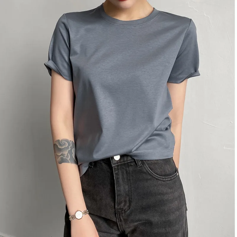 2020 Round Neck Short Sleeve Woman Loose Sumemr Silk Cotton T-shirts | Женская одежда