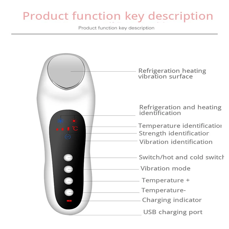 Горячая холодная отрицательная ионная ультразвуковая Вибрация Уход за лицом криотерапия удаление морщин молоток массаж лица аппарат для косметологии