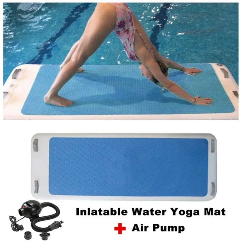 Blue Inflatable Floating Water Yoga Non Slip Mat Air Pads Cushion