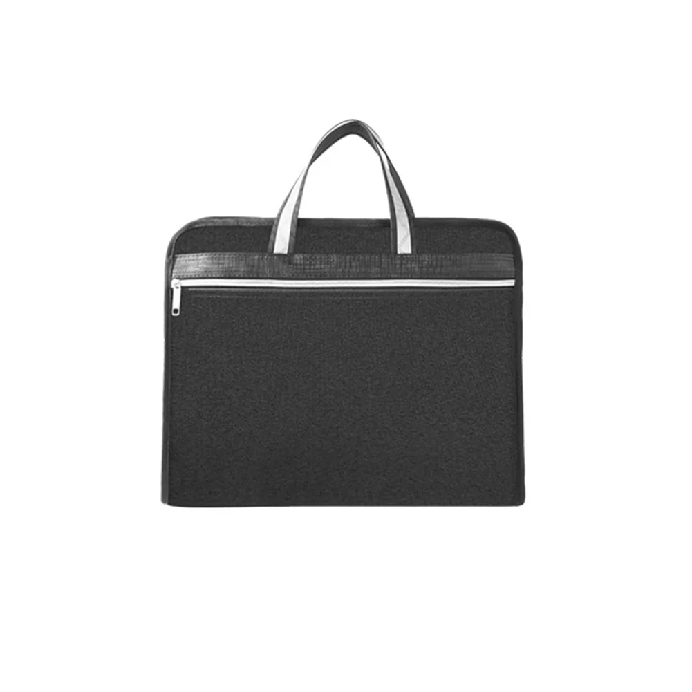 A4 двухслойная файл сумка анти потерянный портфель офисные конференции ручной большой емкости работы на молнии ткань Оксфорд бизнес - Цвет: Черный