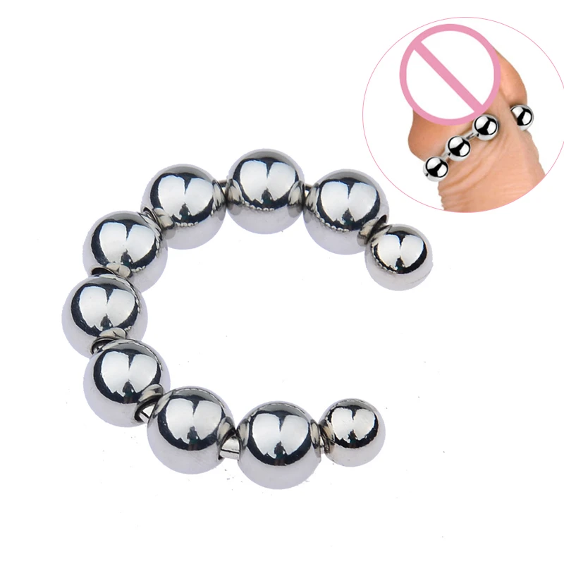 

Penis Ring Stainless Rings 27/30mm 10 Beads Head Glan Stimulating Adult Male Sex Toys Metal Ring for Men Delay Ejaculation