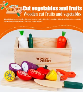 

Wood toys Kitchen Magnetic Fruit and Vegetable Model Children's Family Wisdom Toys parent-child interaction