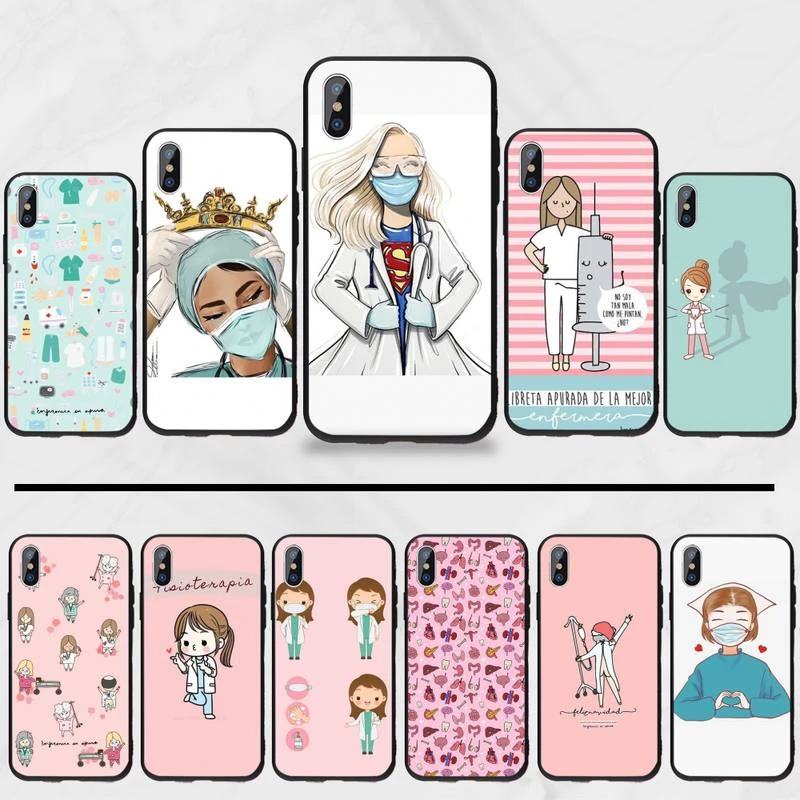 Spain Cartoon Medicine Doctor Nurse fashion DIY Luxury Phone Case For iphone 5 5s 5c se 6 6s 7 8 plus x xs xr 11 pro max iphone 6 case