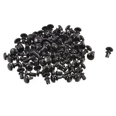 

100 Pcs 3mm Bottom Dia Nylon Removable Push Head Fasteners Rivets Black