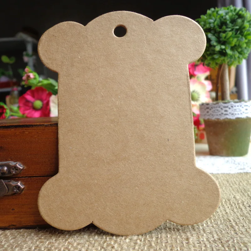

50pcs Blank Kraft Paper Tags Bone Shape Thicken Cardboard Birthday Party Paper Tags Card Packaging Label Bobbine Spool