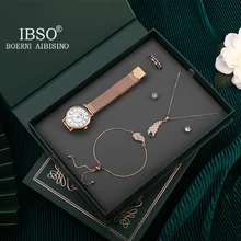 

IBSO Women's Watch Set Green Gift Box The Book Of Wishes New Luxury Quartz Ladies Customized Retro Design Beauty United Jewelry