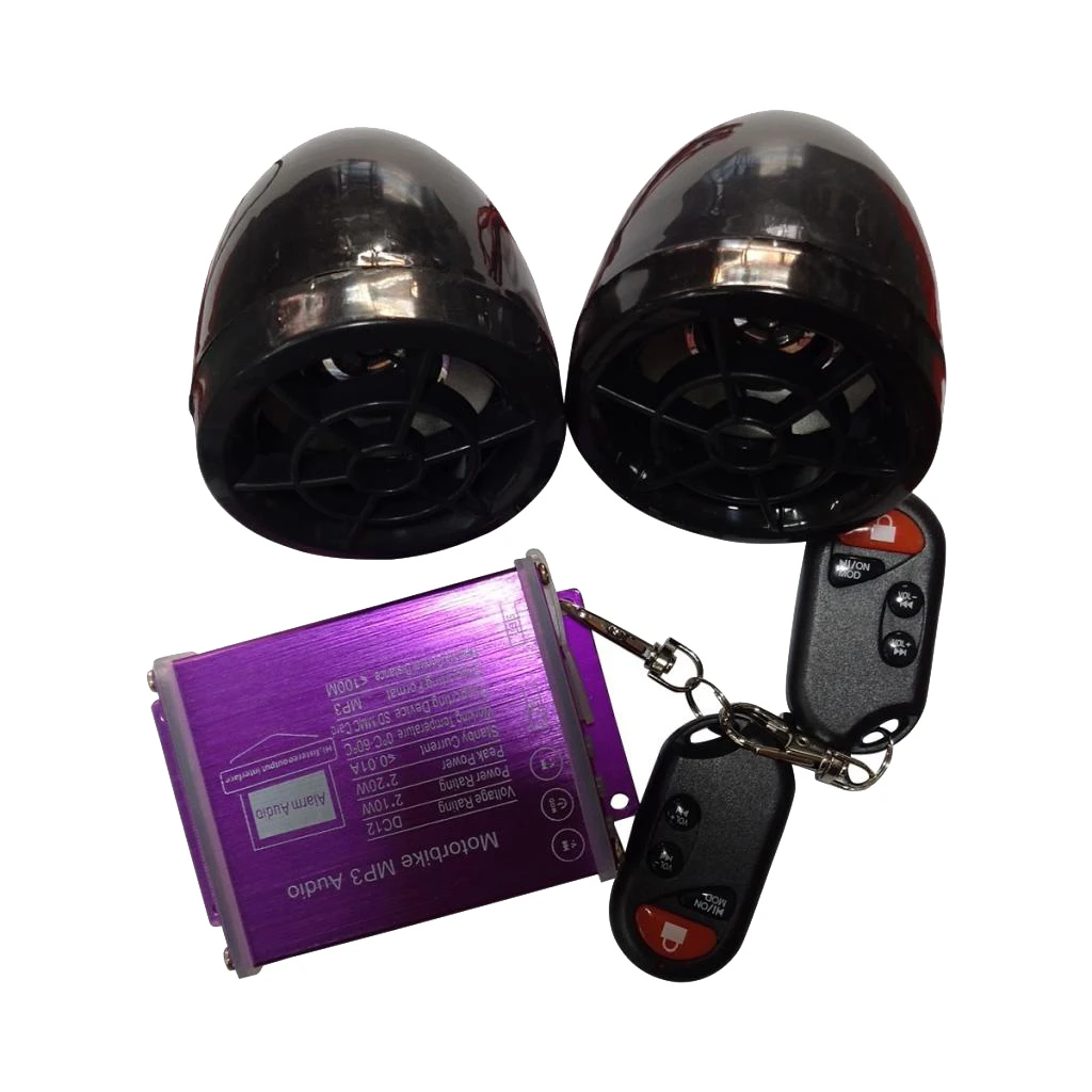 Waterproof Motorcycle Stereo Speakers Audio Sound System for ATV UTV and All 12 Volt Vehicles, MP3 Player (Black)