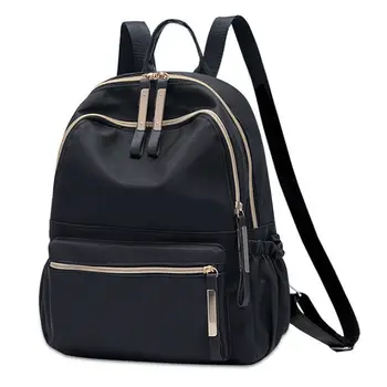 

New Style Fashion Women Waterproof Oxford Black Backpack Girls Portable Zipper Small Travel School Bag