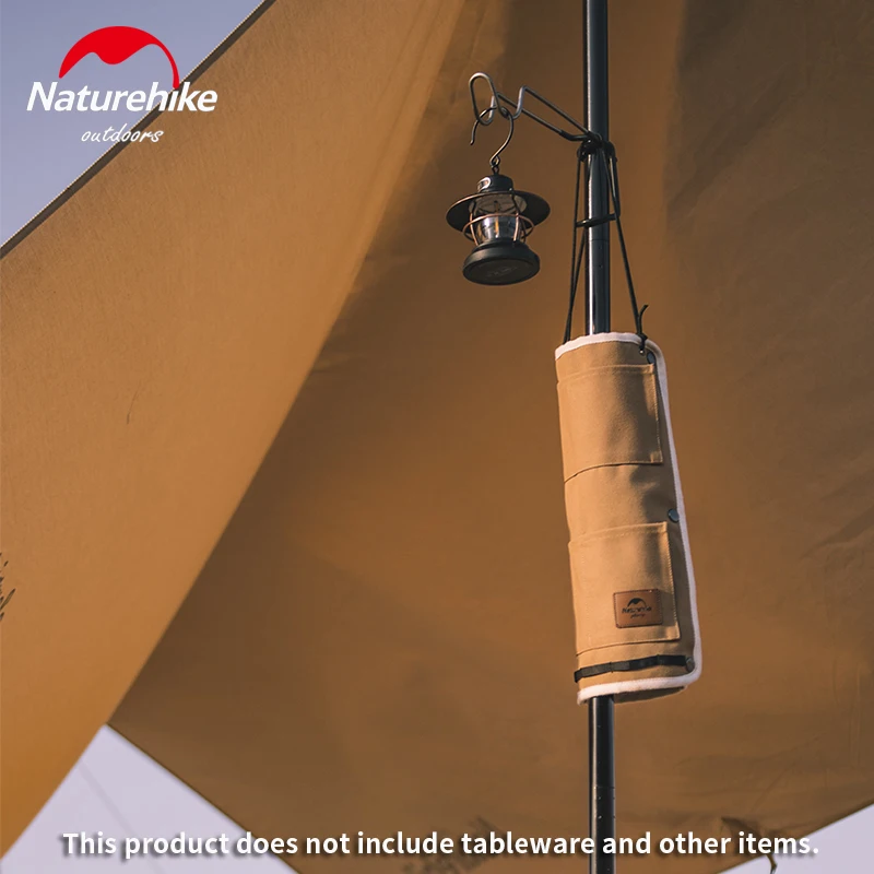 Naturehike Camping Trolley Hanging Bag Multiple Pockets Portable Tableware Canvas Cloth Storage Bag Picnic Utensils Accessories