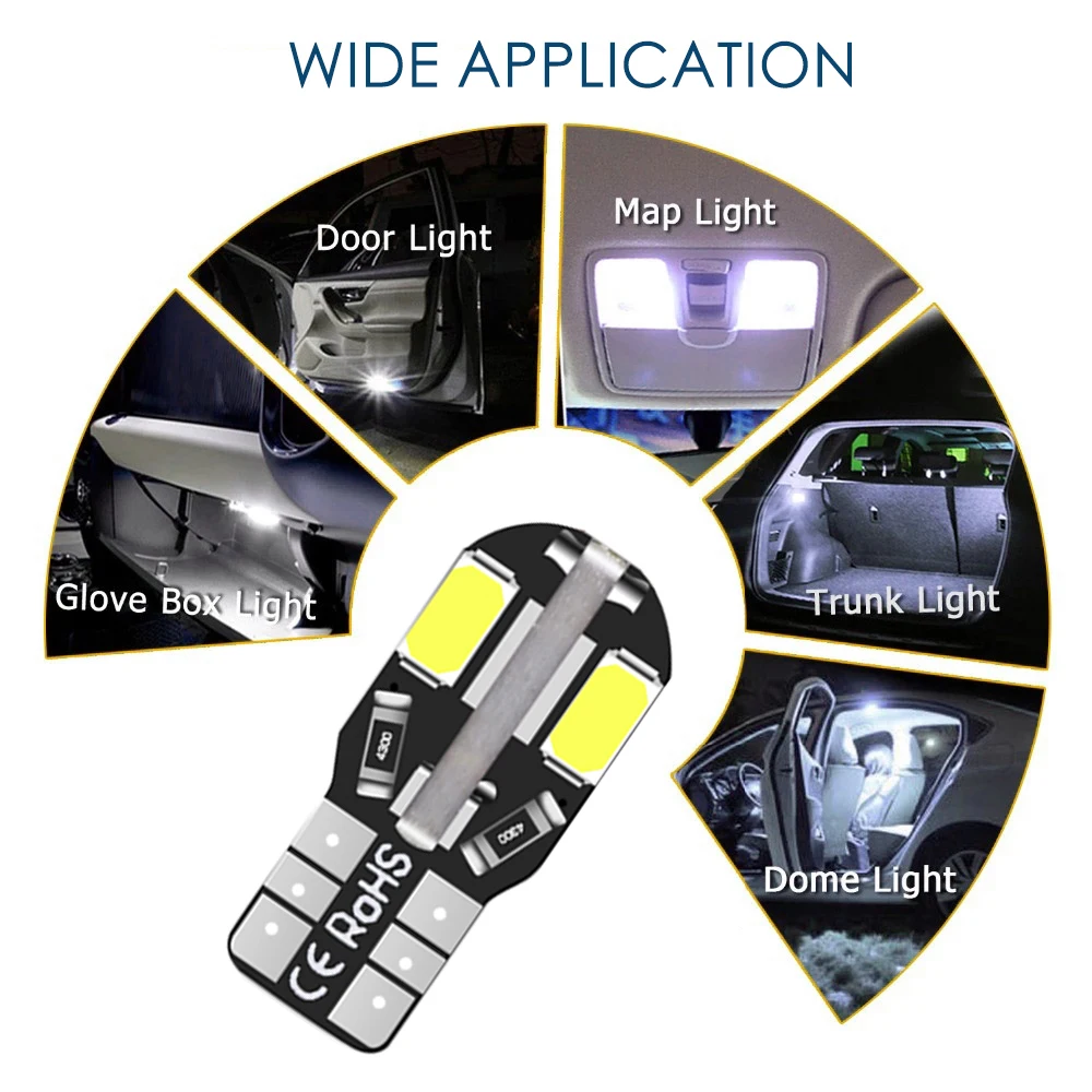   Ʈũ 극ũ LED ڵ ׸ , ȭƮ 5730, 8SMD, 12V, ̵ , T10, W5W , 10 