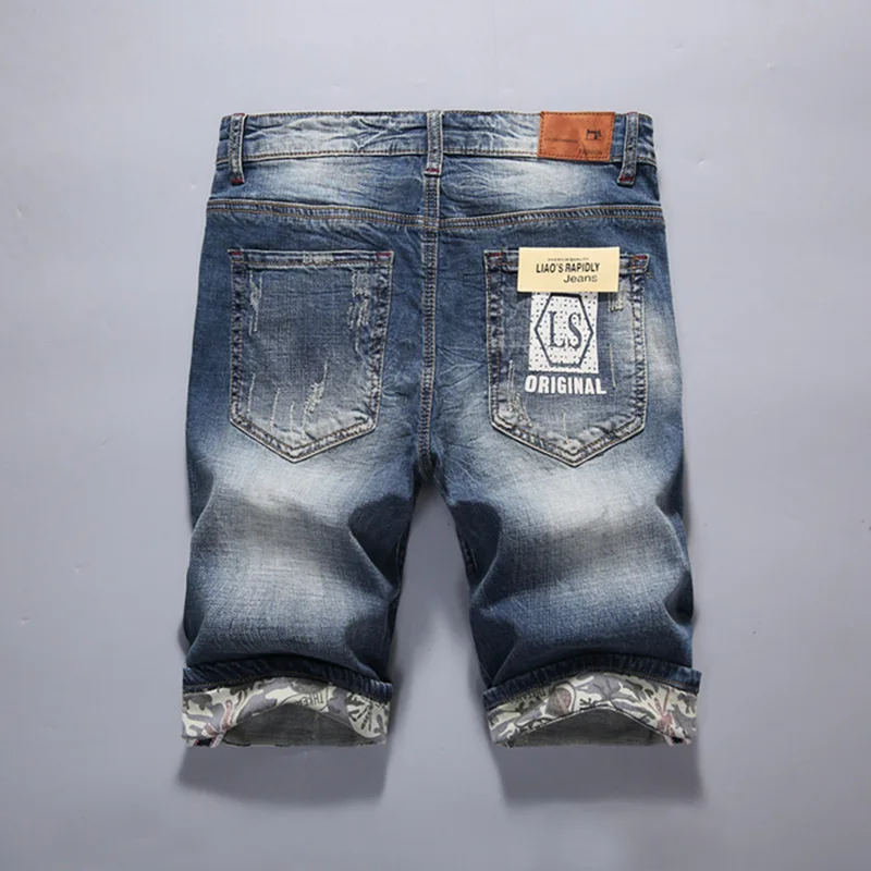 70% OFF 2019 Summer New Men's Stretch Short Jeans Fashion Casual Slim Fit High Quality Elastic Denim Shorts Male Brand Clothes 36 38 40