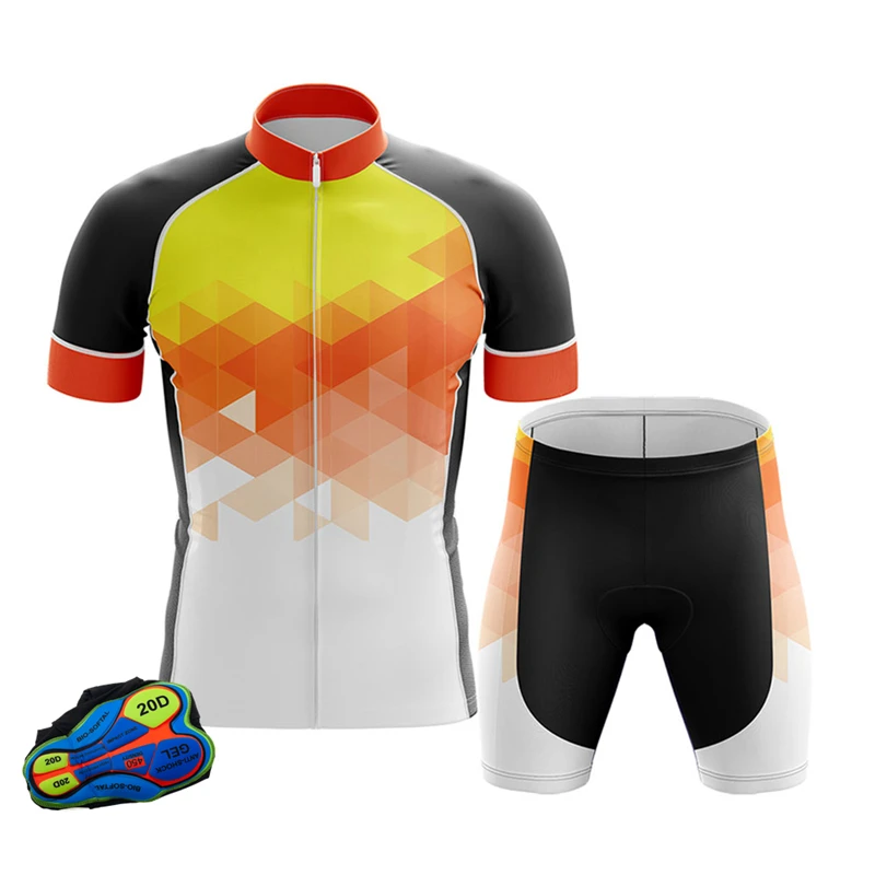

Road Men Cycling Summer Quick Dry Bike Short Sleeve Jersey Breathable Cycling Set Polyester Mountain MTB Back Pocket Sports