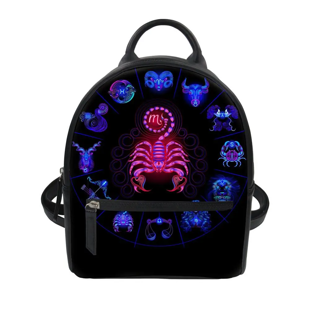 

HaoYun 12 Constellations Print PU Backpack Female Backpacks Small School Bag Pack For Teenager Hip Pop Girl Daypack Mochila