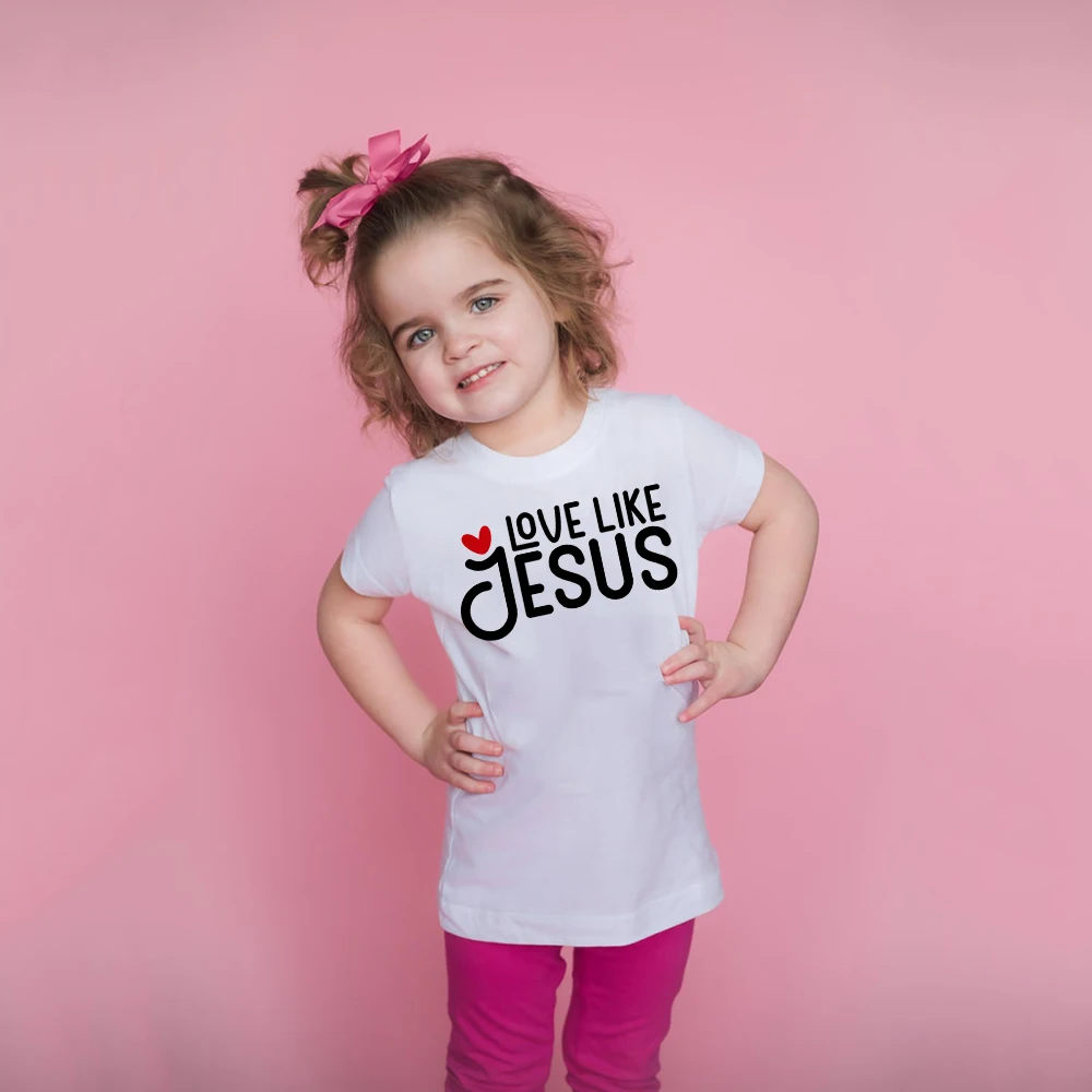 Детские футболки на День святого Валентина с надписью Love Like jeseus|Тройники| |