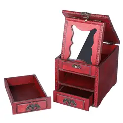 Античный контейнер для ювелирных изделий Органайзер для макияжа деревянные косметические ящики отделка ящиков для хранения корзина для