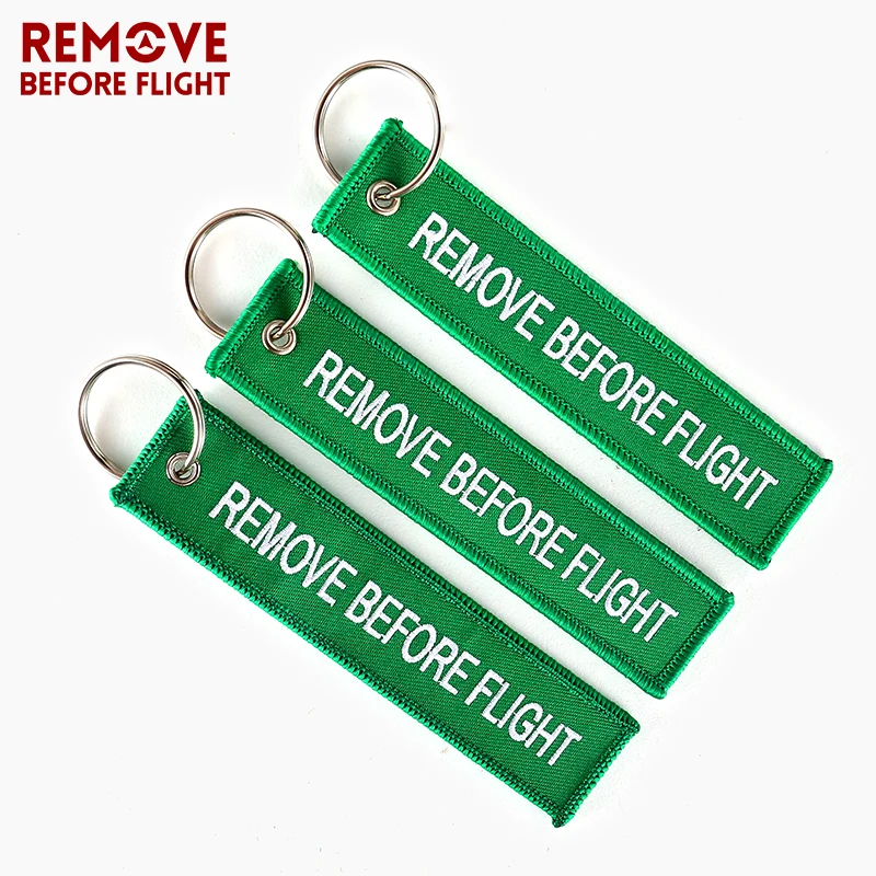 Remove Before Flight Red Embroidery Key Chains Special Luggage Tag Label Key Ring Chain for Aviation Gifts OEM Key Chain Jewelry7